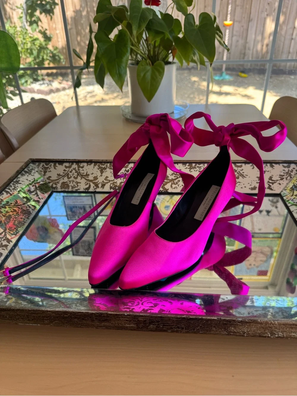 Stella McCartney Pink Satin Ankle Wrap Pumps Size 36.5 - Missing one strap